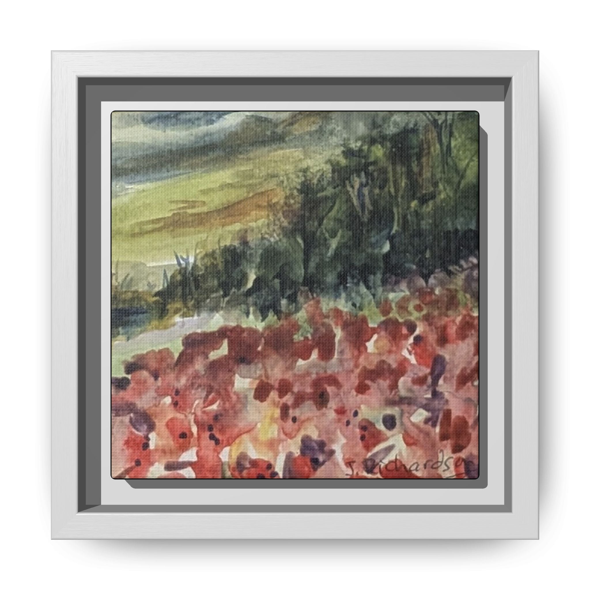 Framed Poppies landscape Matte Canvas,   Multi-color frames)
