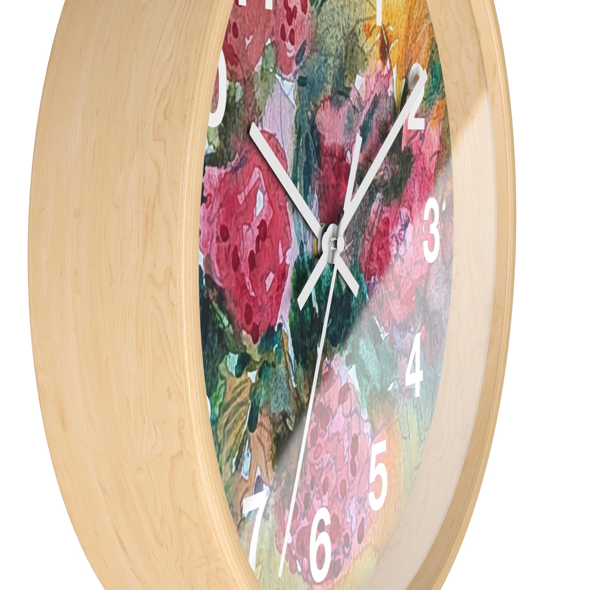 Raspberry Watercolor Wall Clock — Garden Bouquet Home Decor