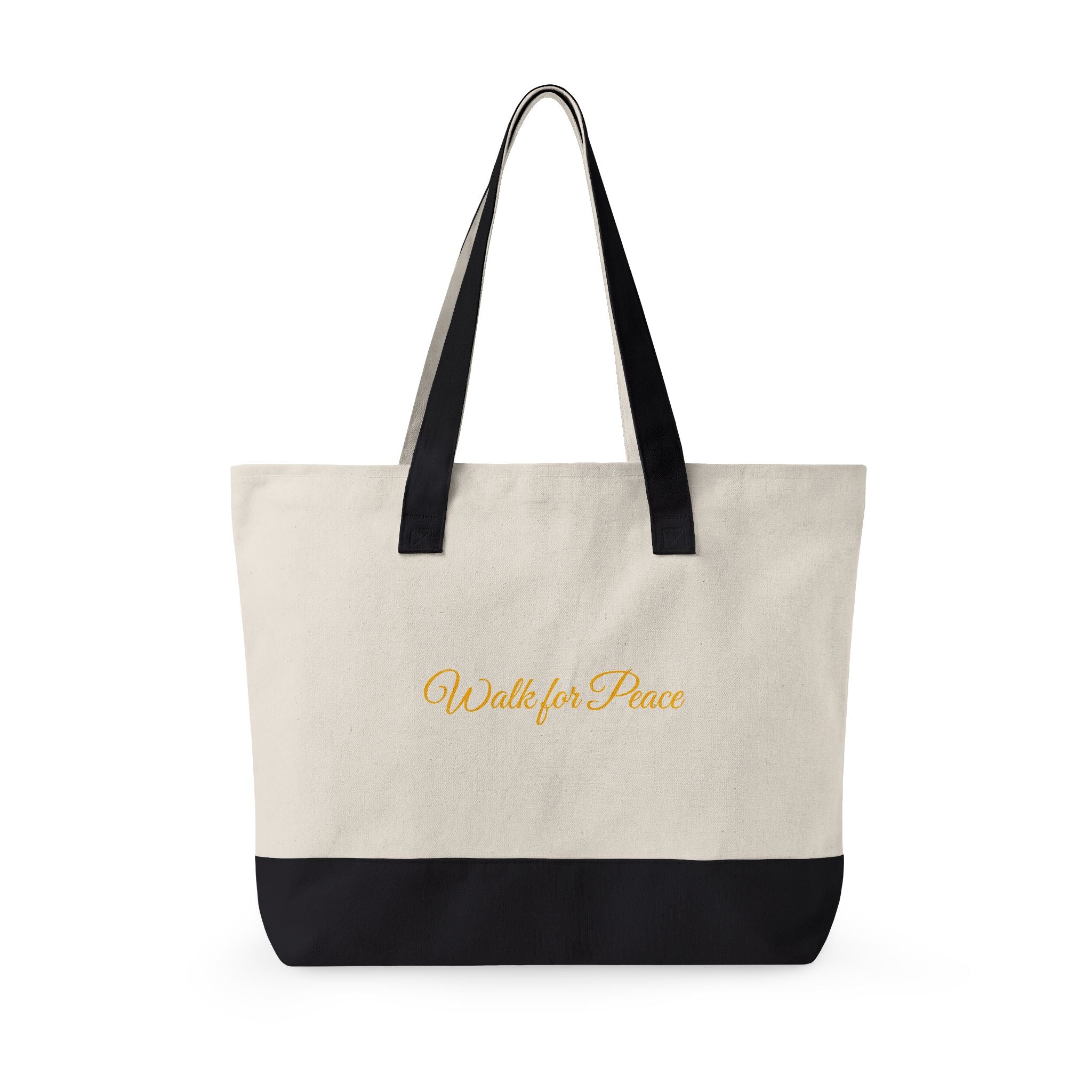 "Walk for Peace" Canvas Tote Bag — Boho Tribal Warrior Art Print Zippered Tote