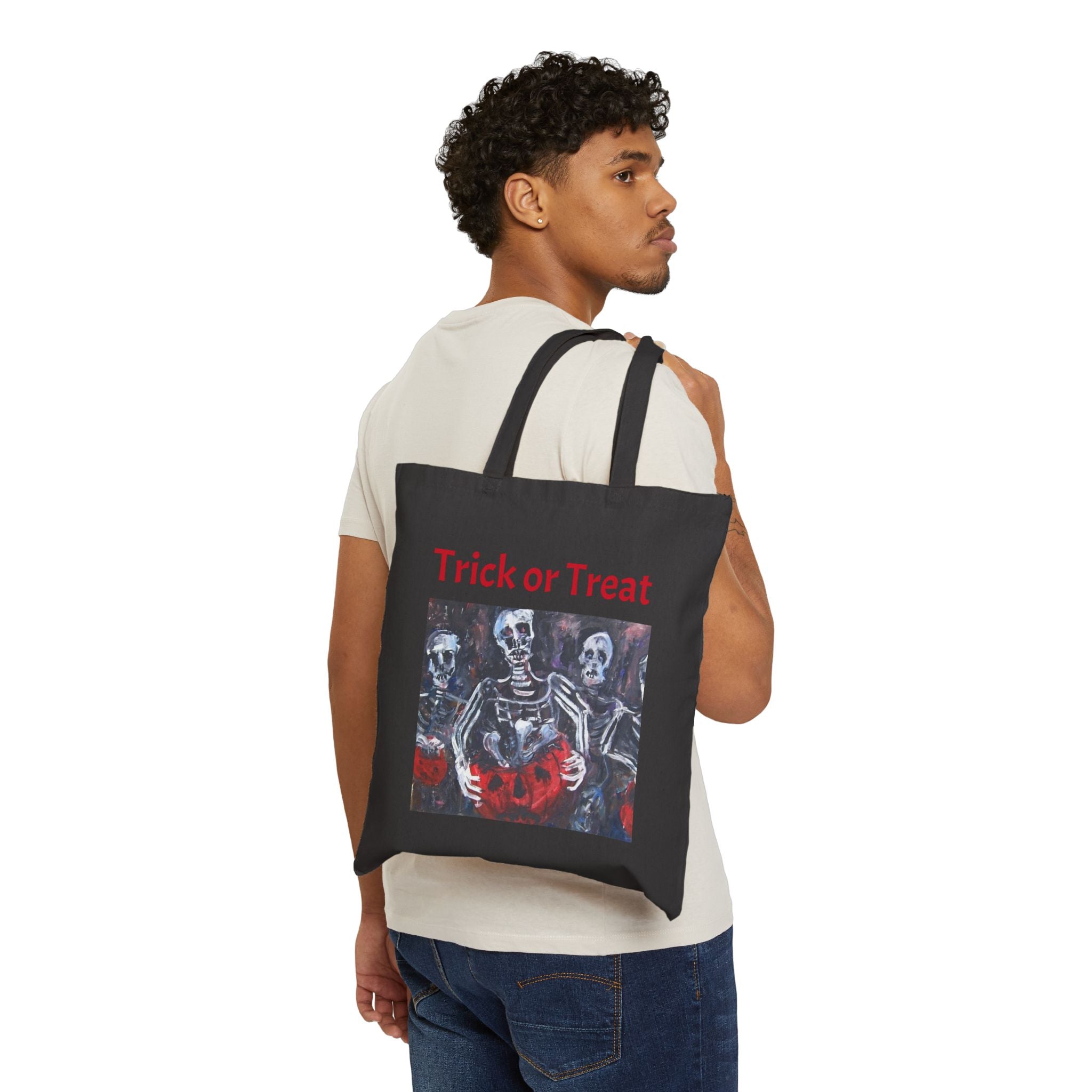 Trick or treat tote bag |2 sided print Halloween canvas tote