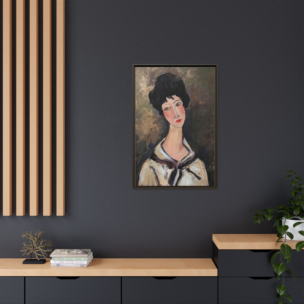Framed Matte Canvas Print – Modigliani‑Style Portrait Art