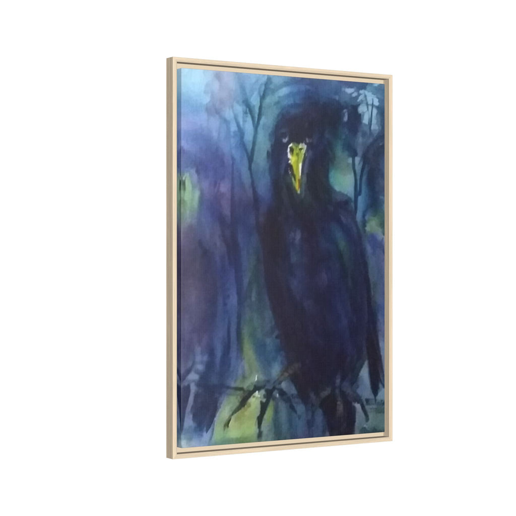 Framed Matte Canvas Print — Moody Black Raven Artwork
