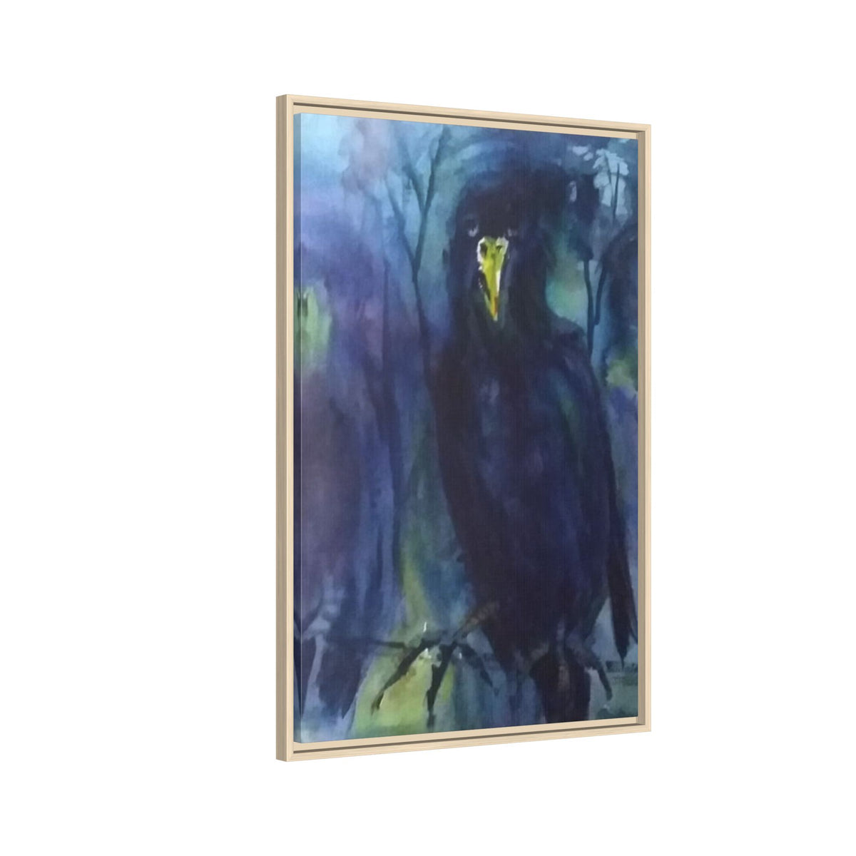 Framed Matte Canvas Print — Moody Black Raven Artwork