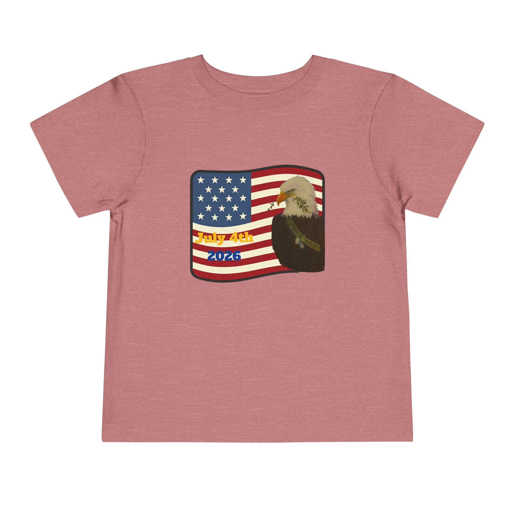 July 4th Toddler Tee —2T - 5T Patriotic Bald Eagle "USA 2026" Graphic