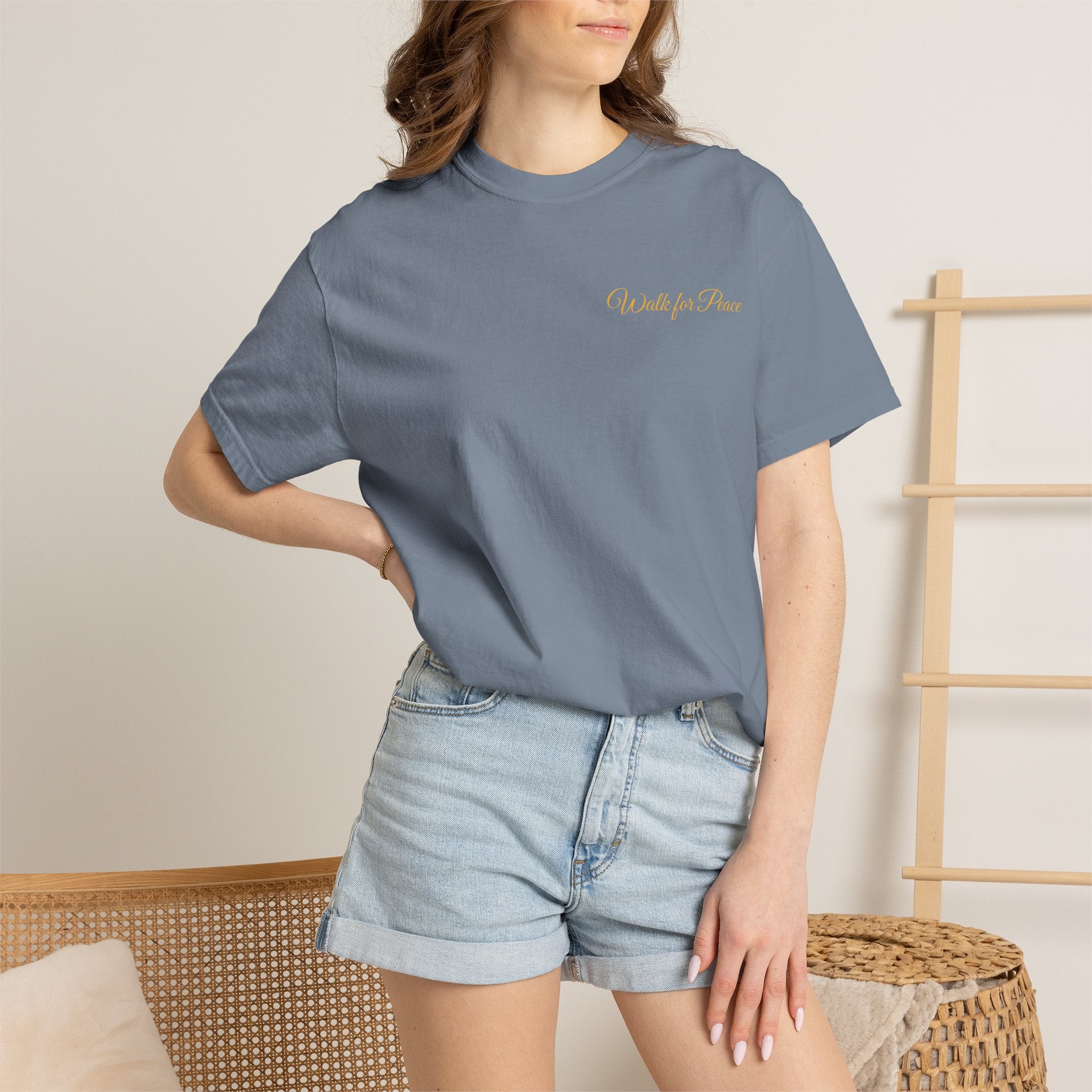 "Walk for Peace," Back design, Unisex Garment-Dyed T-shirt