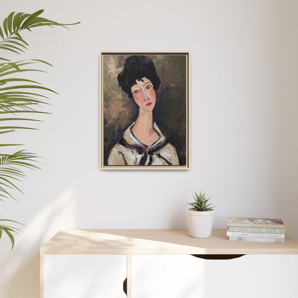 Framed Matte Canvas Print – Modigliani‑Style Portrait Art