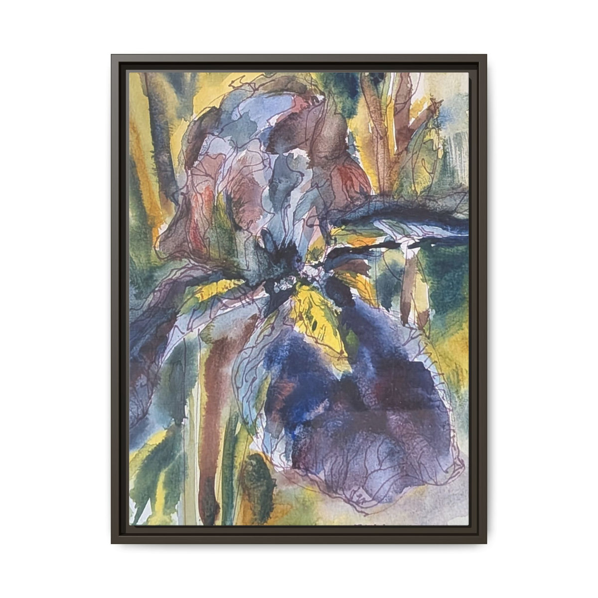 Framed Watercolor Iris Matte Canvas Wall Art