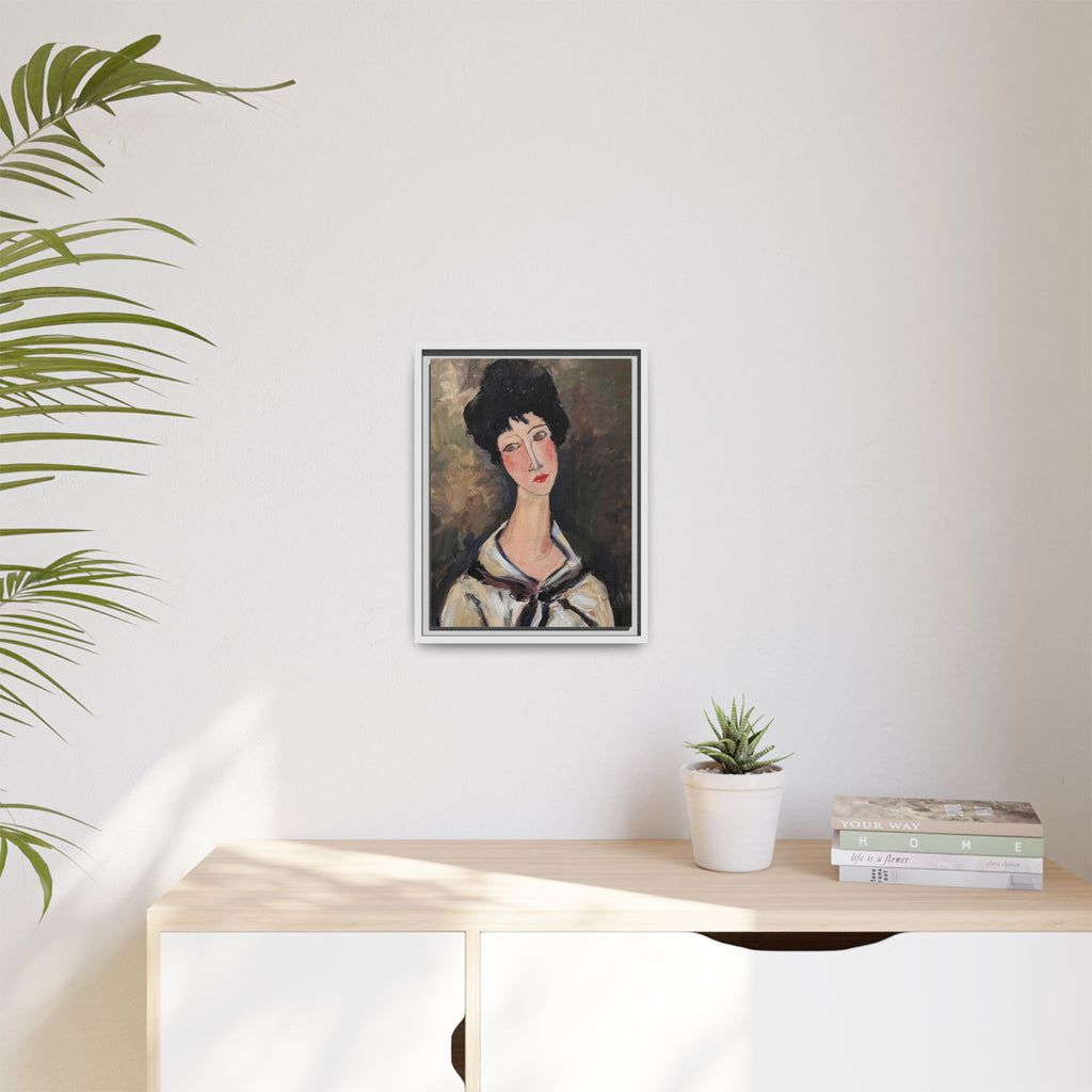 Framed Matte Canvas Print – Modigliani‑Style Portrait Art