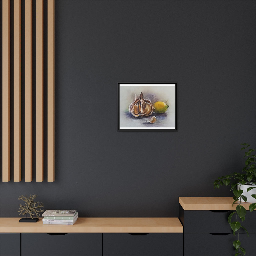 Garlic and Lemon Still Life Matte Canvas (Framed)