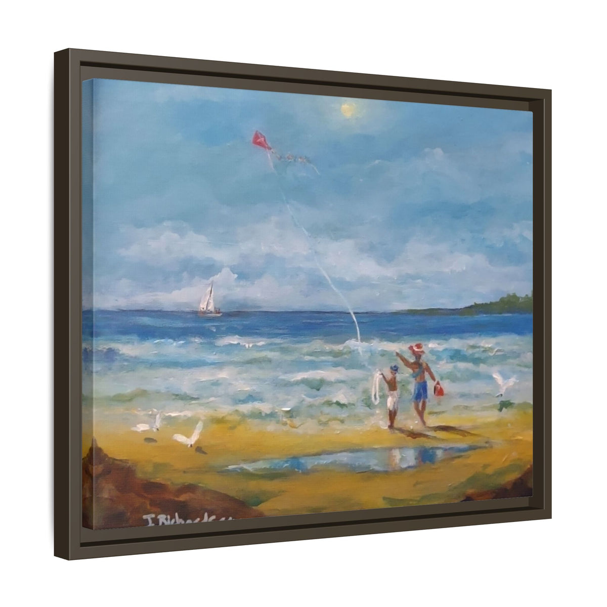 Red Kite Oceanside Framed Matte Canvas Wall Art
