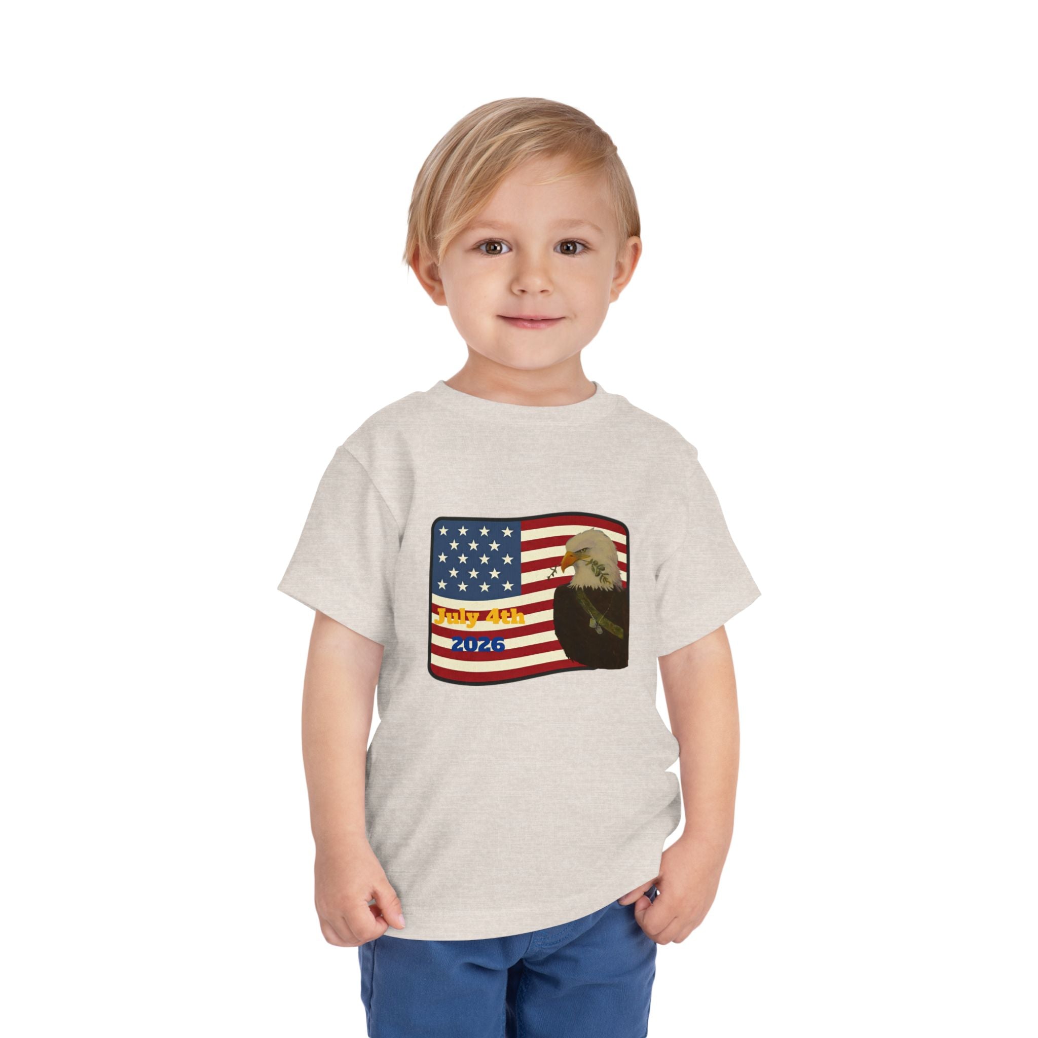 July 4th Toddler Tee —2T - 5T Patriotic Bald Eagle "USA 2026" Graphic