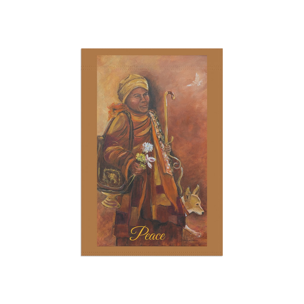Peaceful Monk Garden Flag – Spiritual Art House Banner