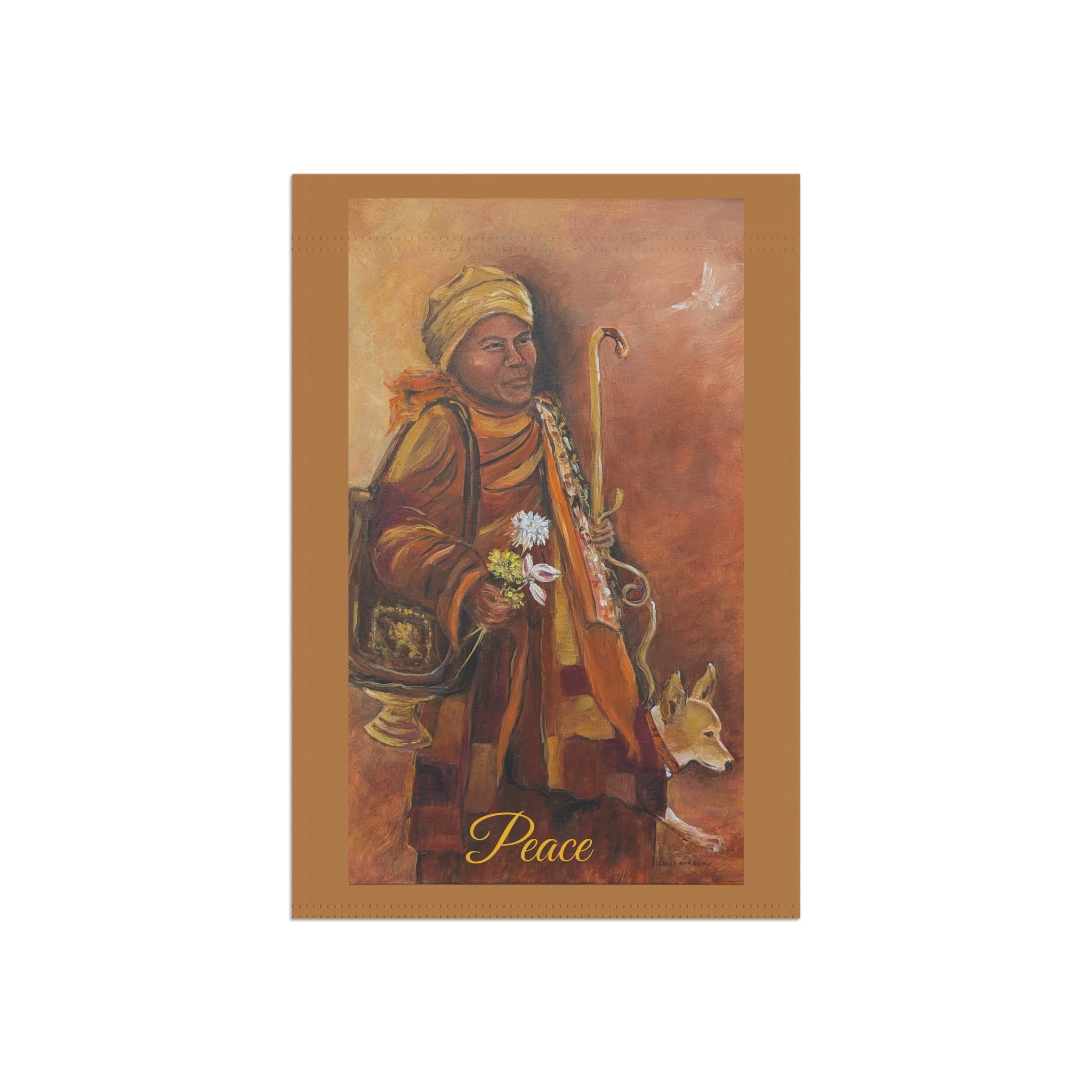 Peaceful Monk Garden Flag – Spiritual Art House Banner
