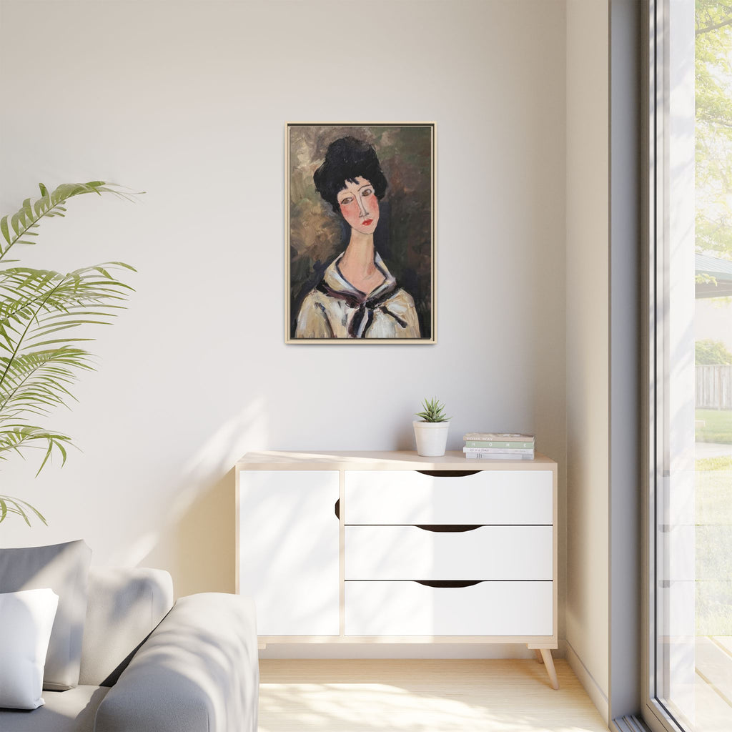 Framed Matte Canvas Print – Modigliani‑Style Portrait Art