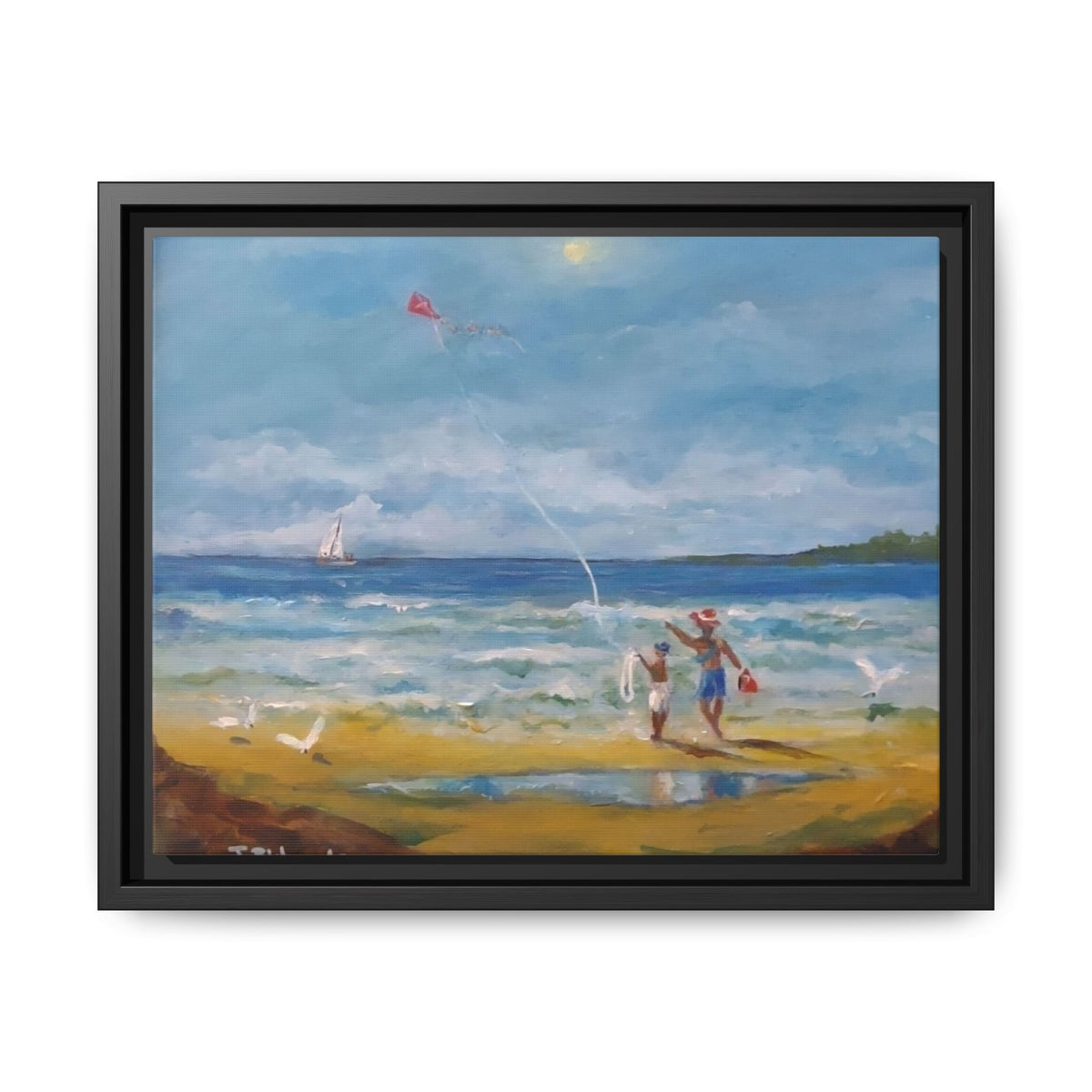 Red Kite Oceanside Framed Matte Canvas Wall Art