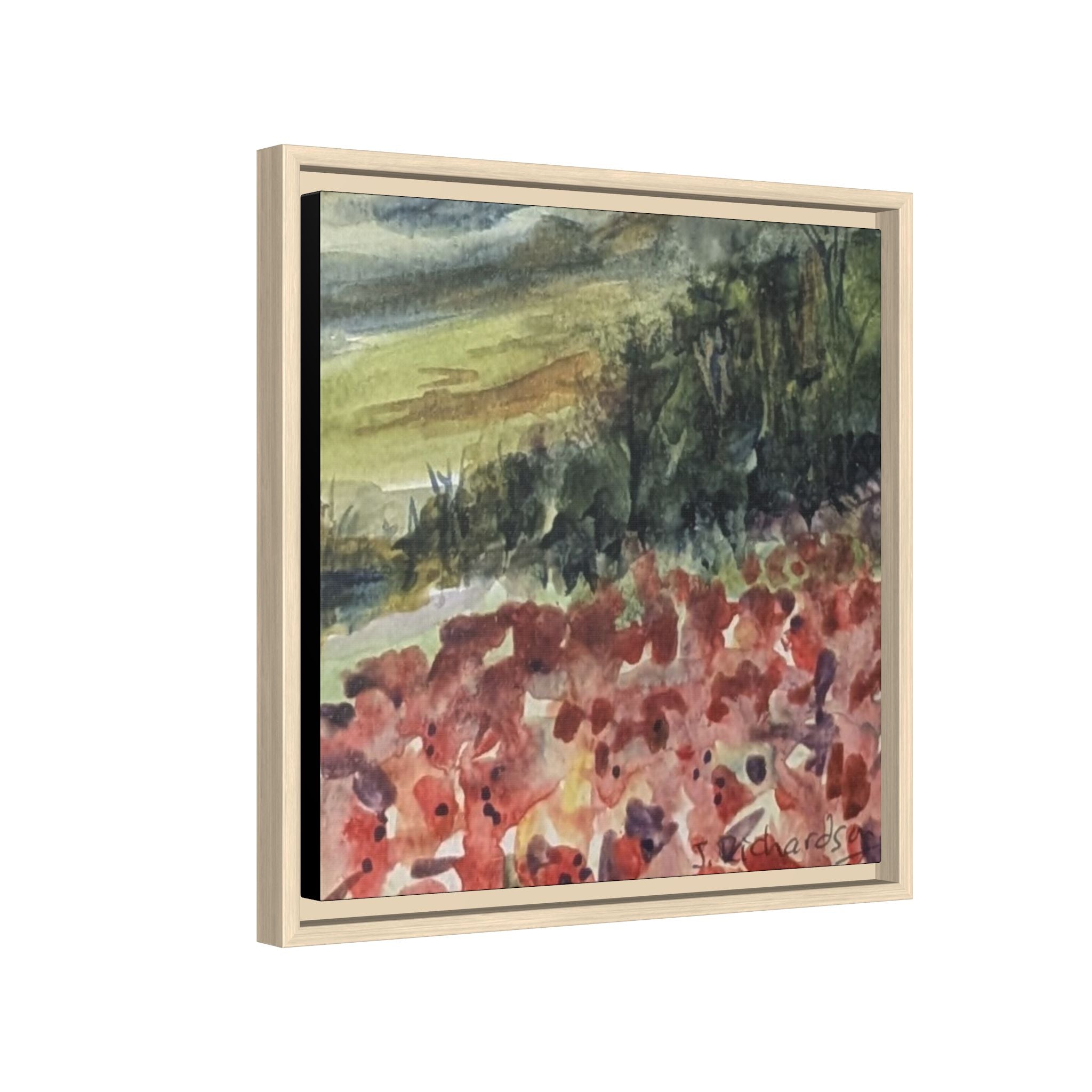 Framed Poppies landscape Matte Canvas,   Multi-color frames)