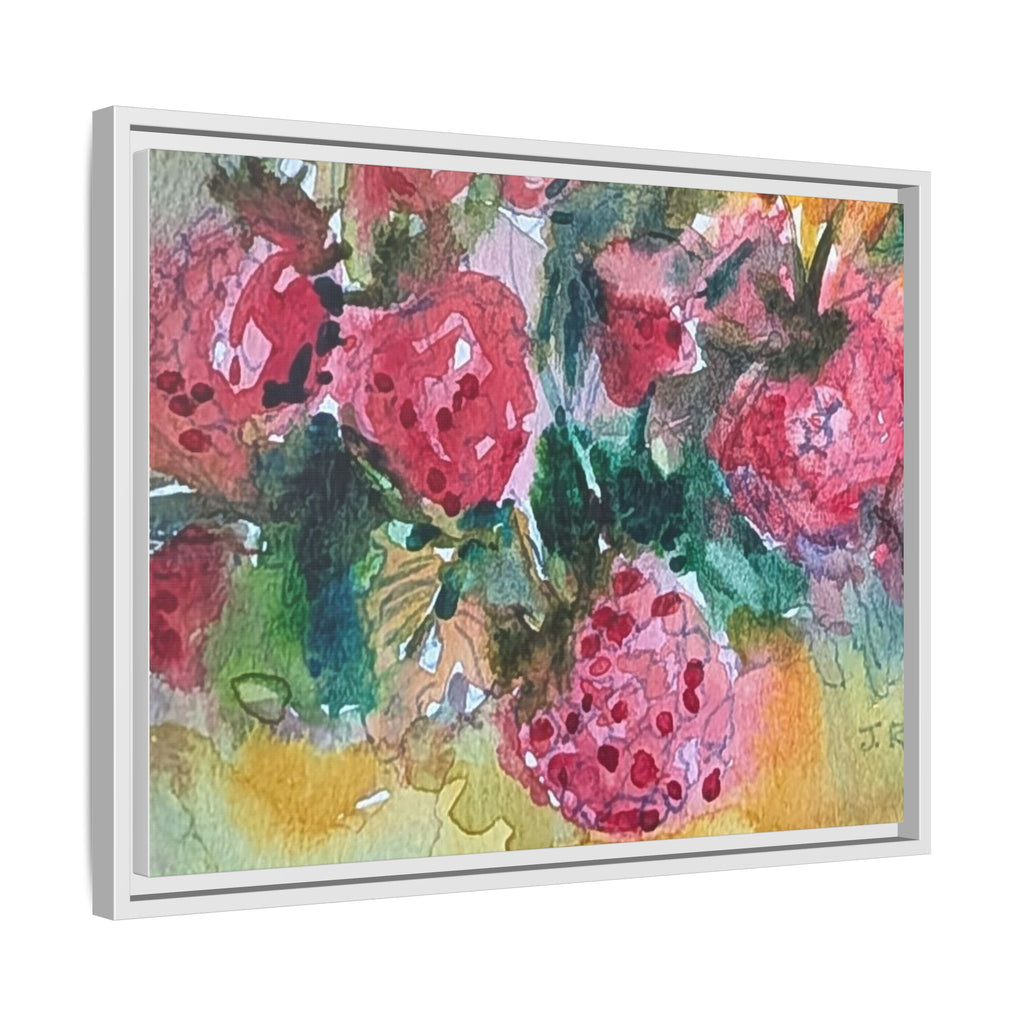 Raspberry Patch Still Life Framed Matte Canvas Print