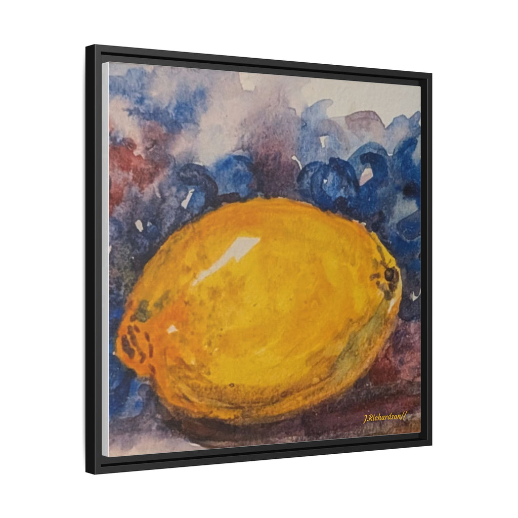 Lemon Grapes Pastel Painting Framed Matte Canvas
