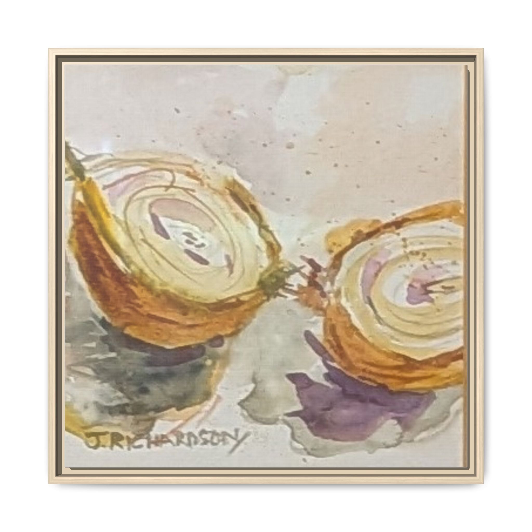 Onion Cut Watercolor Canvas Framed Wall Art | Matte Canvas, Framed