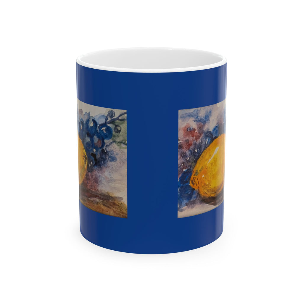 Lemon & Purple grapes Watercolor Mug | Ceramic Mug