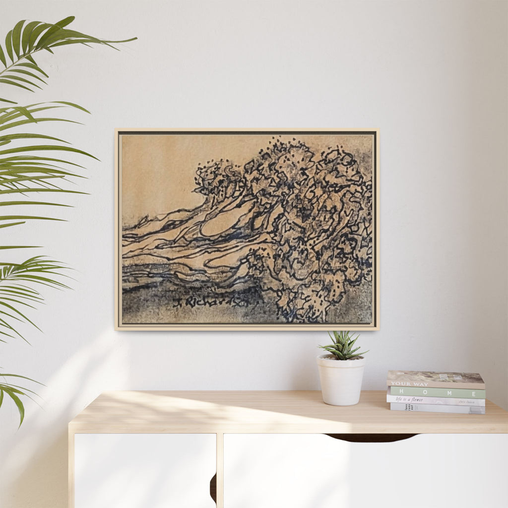 Matte Canvas Wall Art — "Broccoli" Pencil Sketch (Framed)