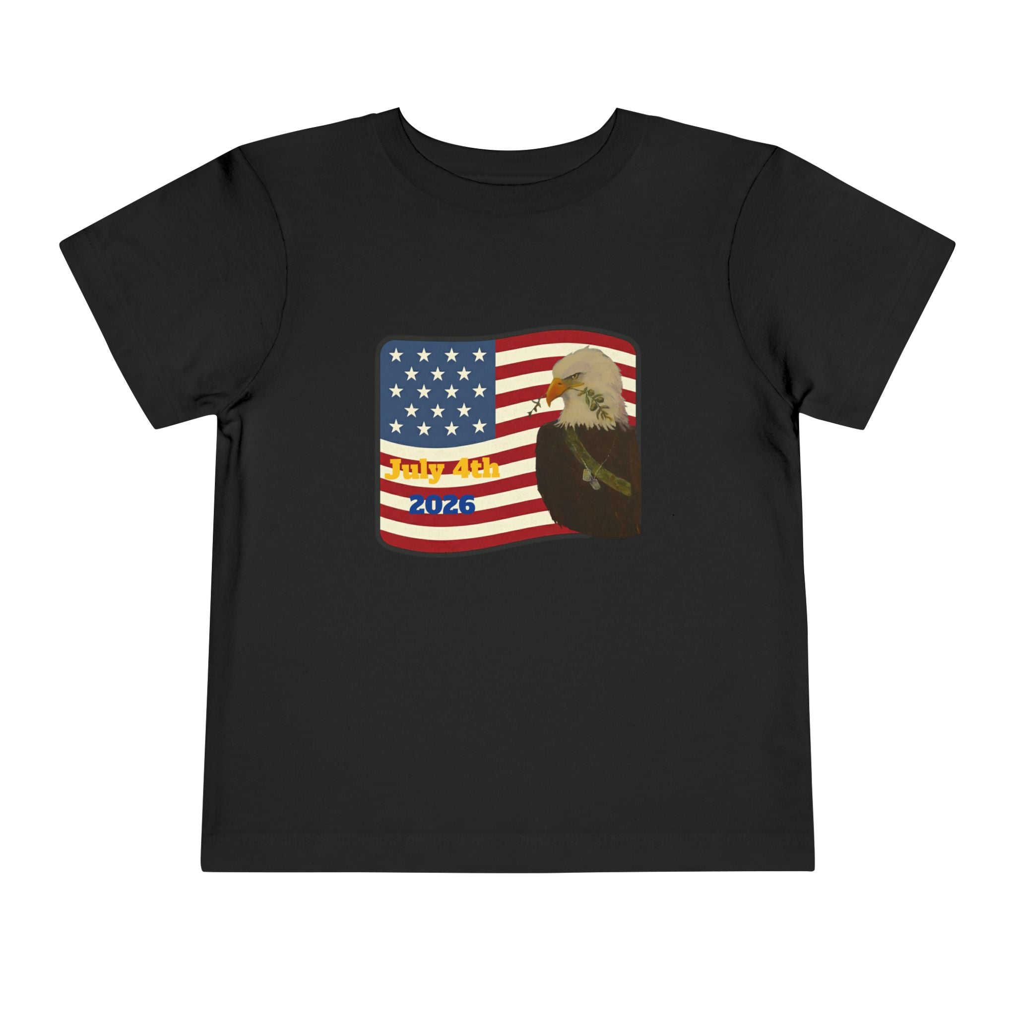 July 4th Toddler Tee —2T - 5T Patriotic Bald Eagle "USA 2026" Graphic