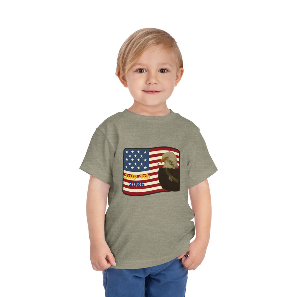 July 4th Toddler Tee —2T - 5T Patriotic Bald Eagle "USA 2026" Graphic