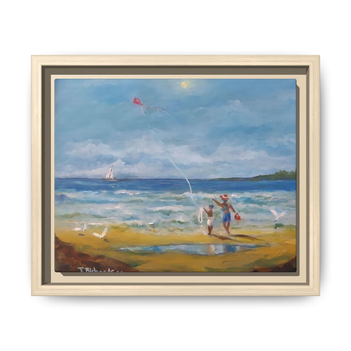Red Kite Oceanside Framed Matte Canvas Wall Art