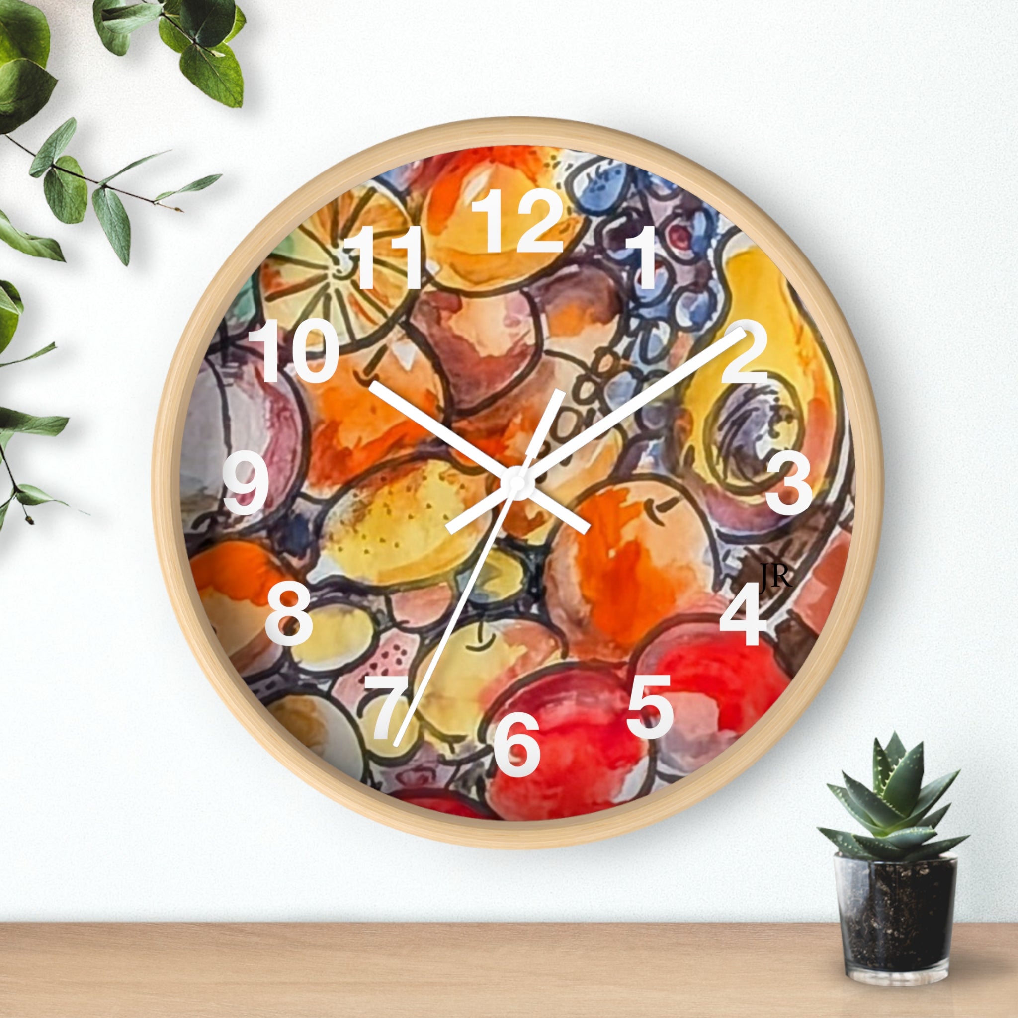 Fruit Watercolor Wall Clock — Bright Kitchen Decorative Clock