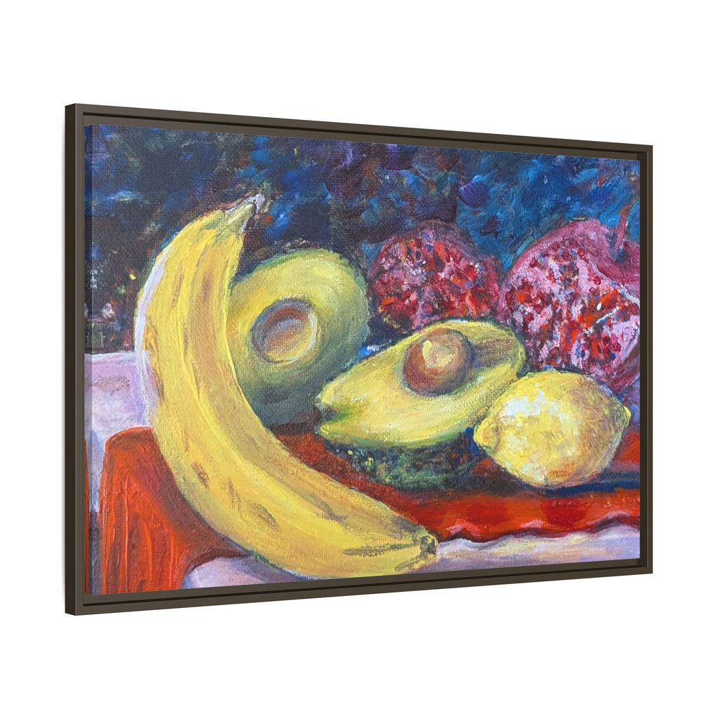 Framed Matte Canvas Still Life Print — Banana, Avocado & Lemon Artwork