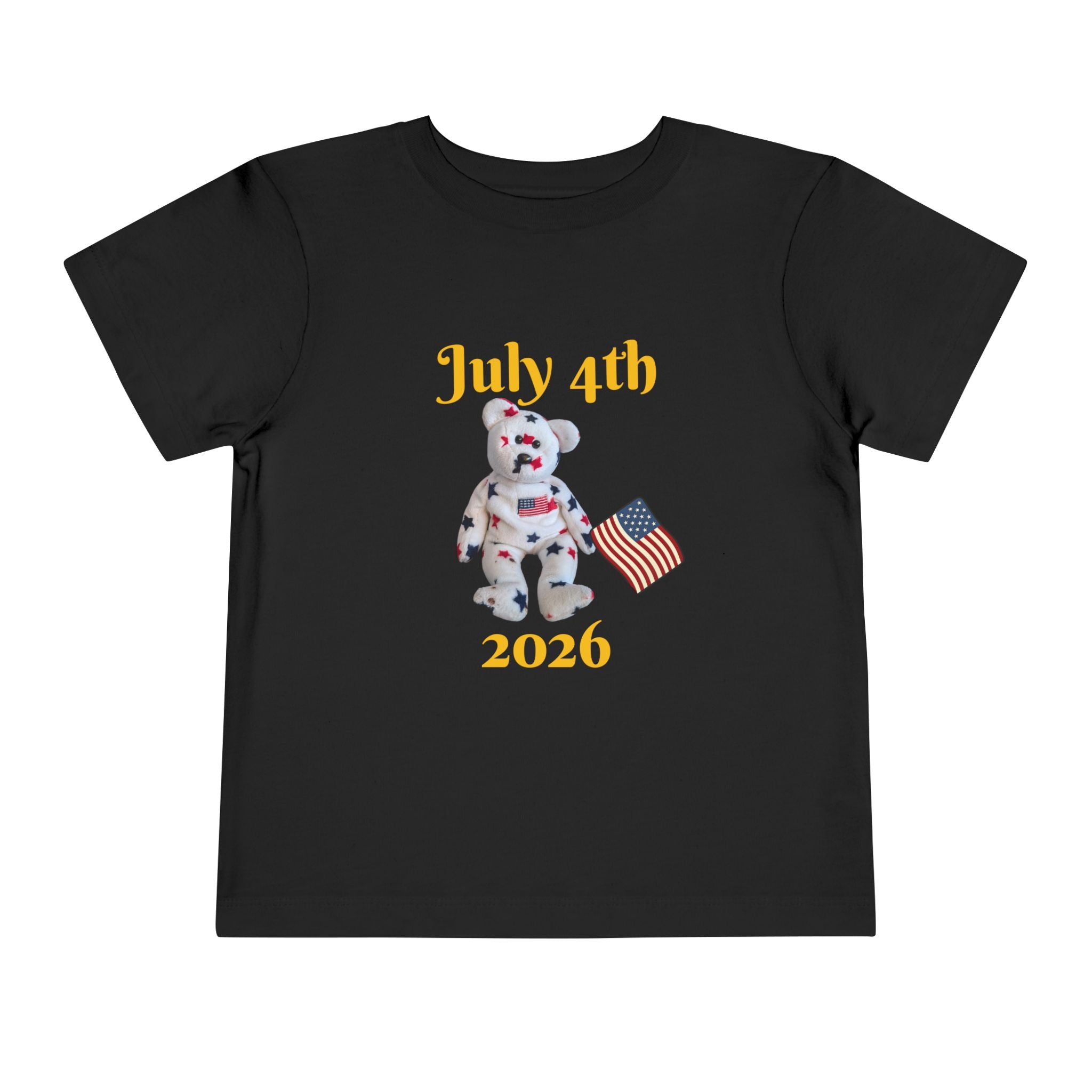 Beanie Bear July 4th Toddler Tee —2T - 5T Patriotic Bald Eagle "USA 2026" Graphic