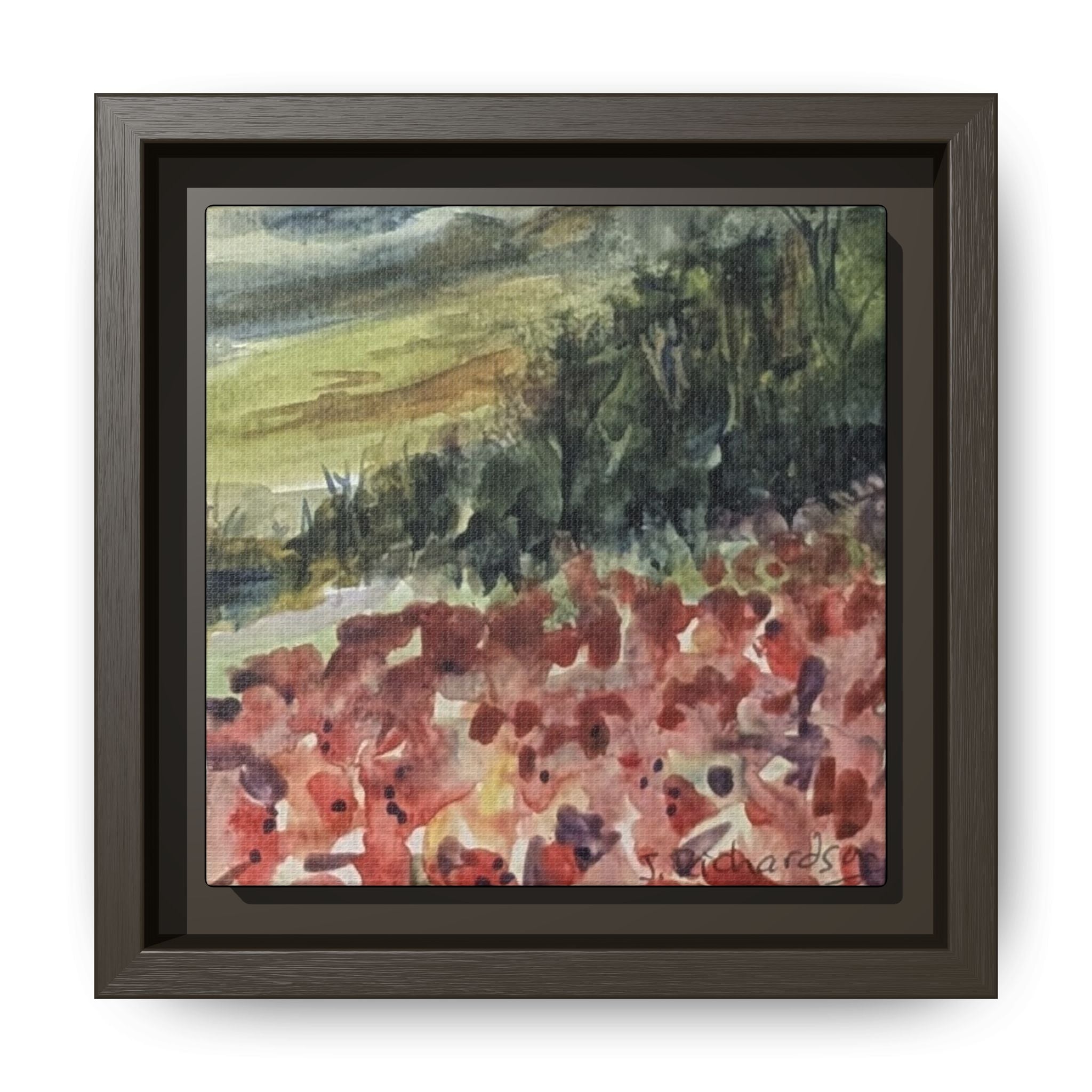 Framed Poppies landscape Matte Canvas,   Multi-color frames)