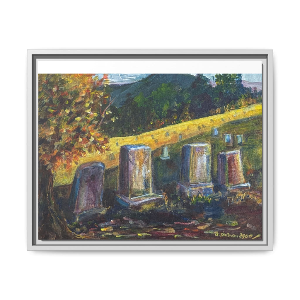 Framed Matte Canvas – Autumn Cemetery Landscape Art Print