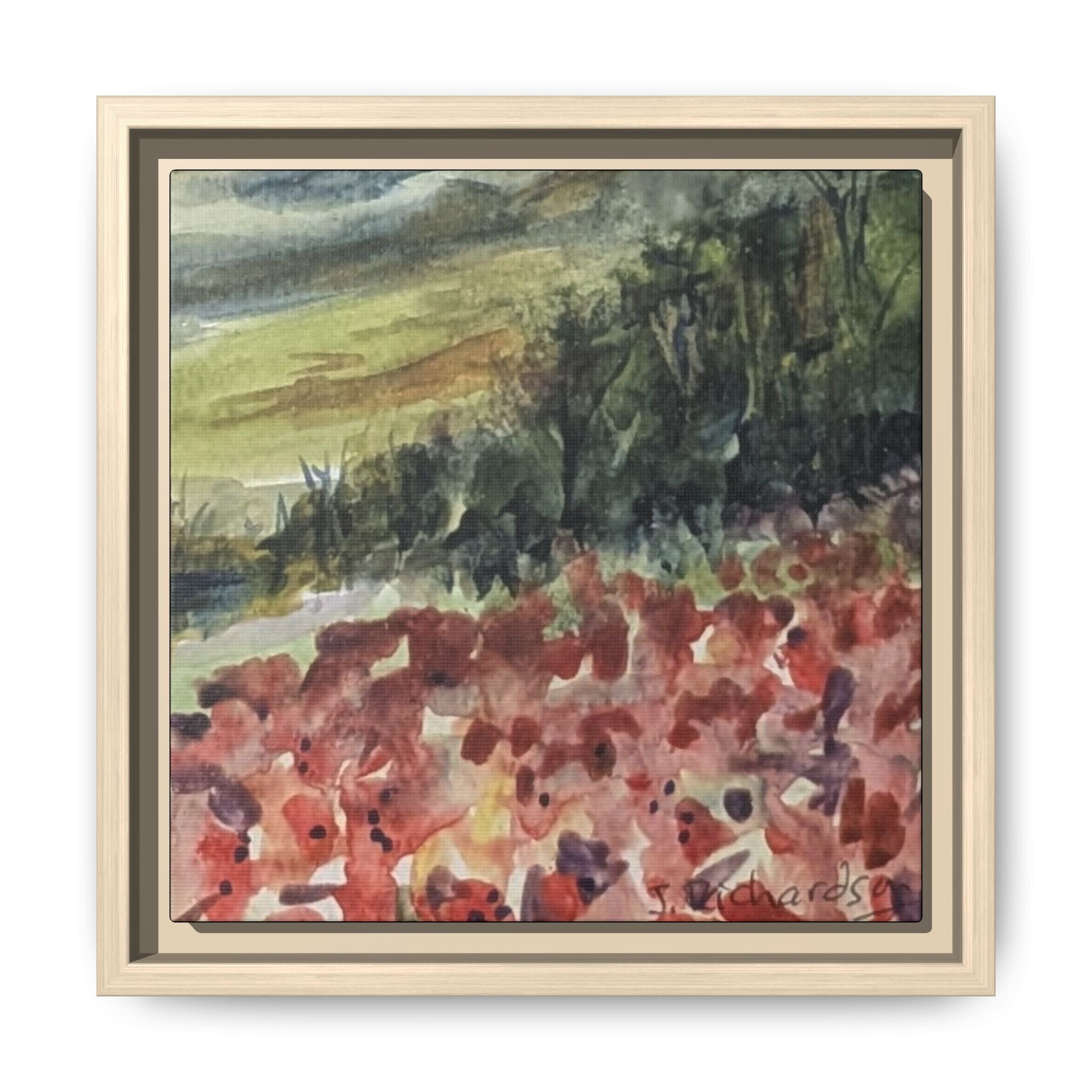 Framed Poppies landscape Matte Canvas,   Multi-color frames)