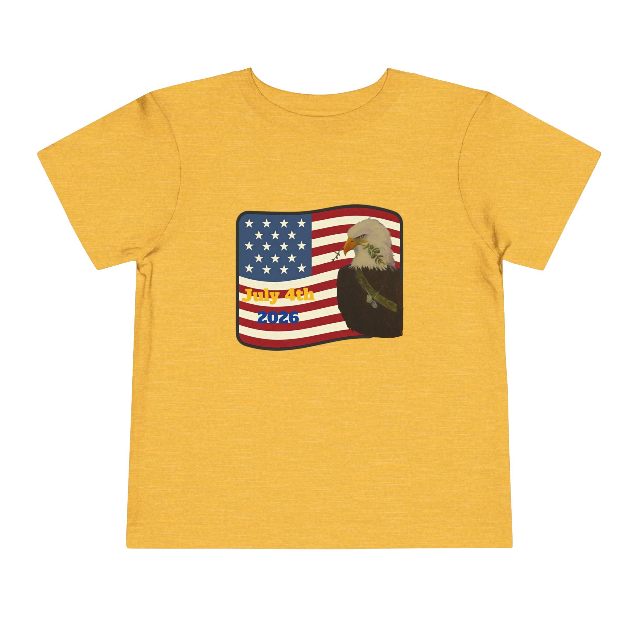 July 4th Toddler Tee —2T - 5T Patriotic Bald Eagle "USA 2026" Graphic