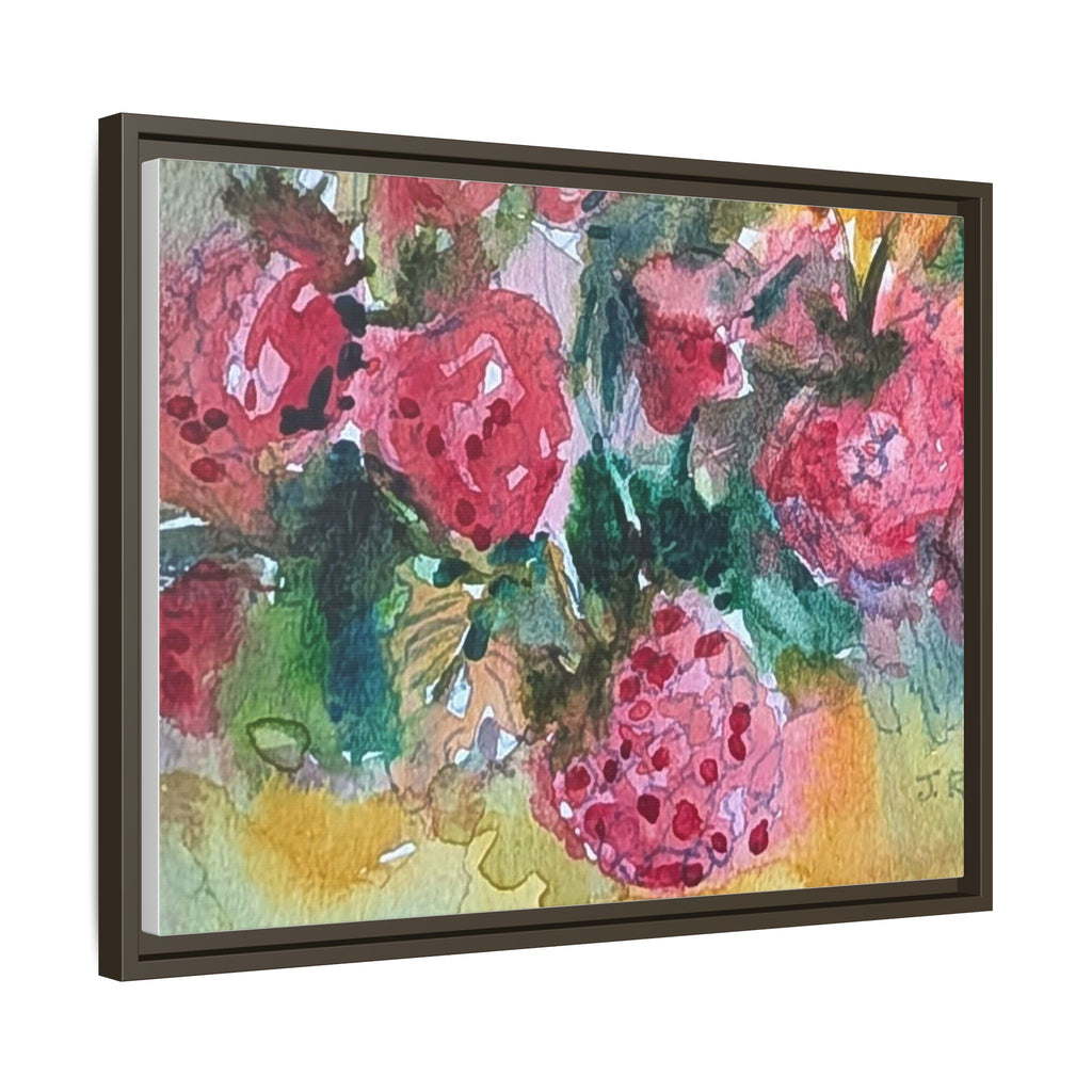 Raspberry Patch Still Life Framed Matte Canvas Print