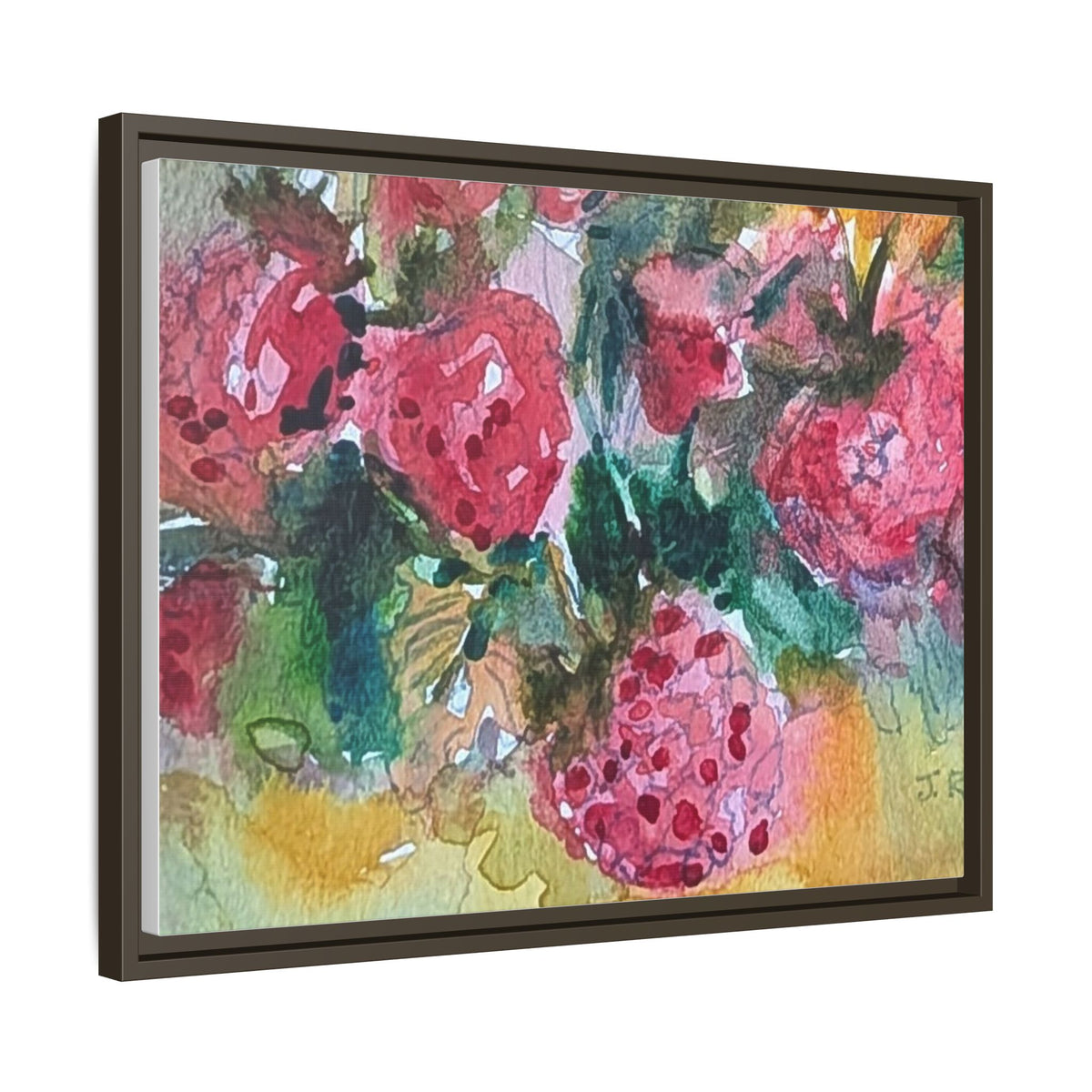Raspberry Patch Still Life Framed Matte Canvas Print