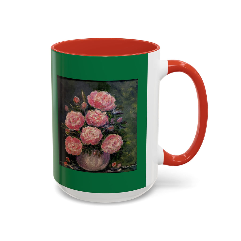 Pink Peony Bouquet Accent Coffee Mug — Floral Tea Cup for Garden Lovers