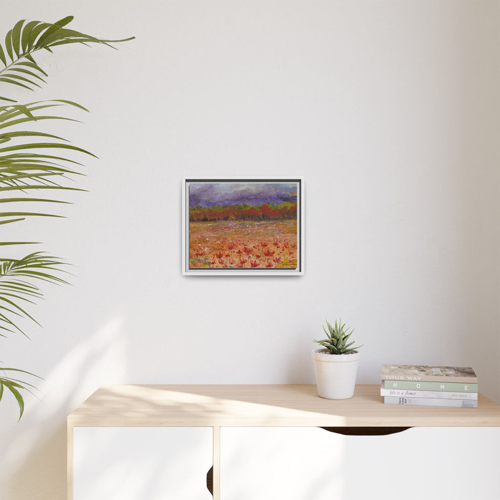 Framed Canvas Wall Art – Autumn Wildflower Meadow Landscape Painting