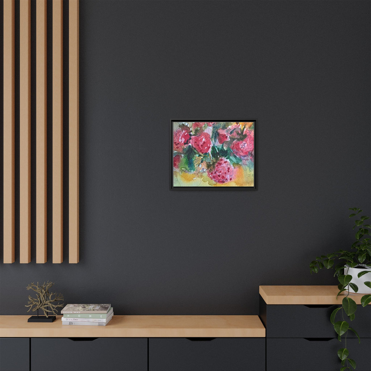 Raspberry Patch Still Life Framed Matte Canvas Print
