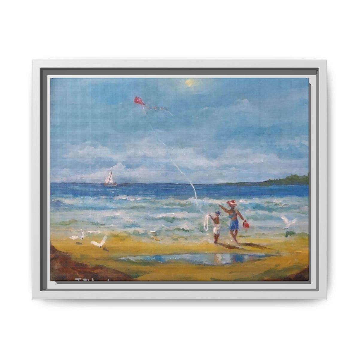 Red Kite Oceanside Framed Matte Canvas Wall Art