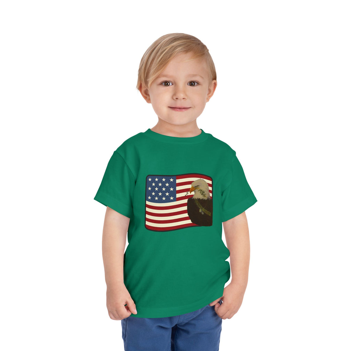 Patriotic Toddler Tee —2T - 5T Patriotic Bald Eagle "USA 2026" Graphic