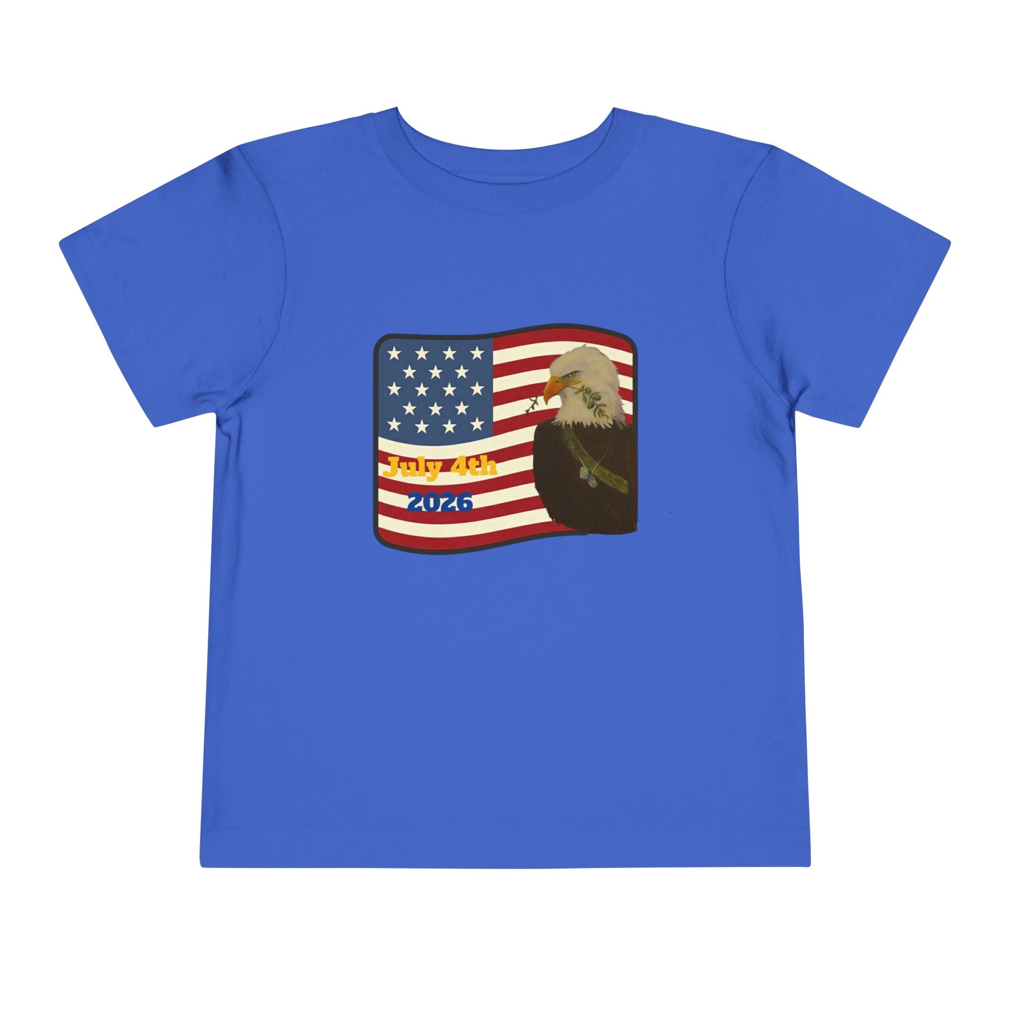 July 4th Toddler Tee —2T - 5T Patriotic Bald Eagle "USA 2026" Graphic