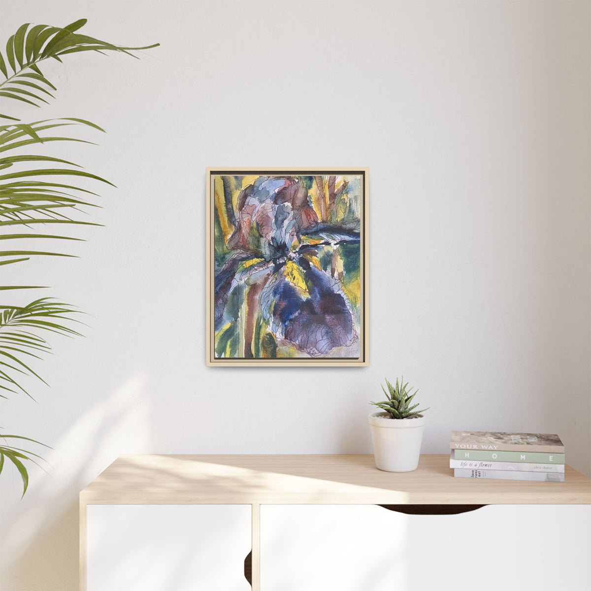 Framed Watercolor Iris Matte Canvas Wall Art