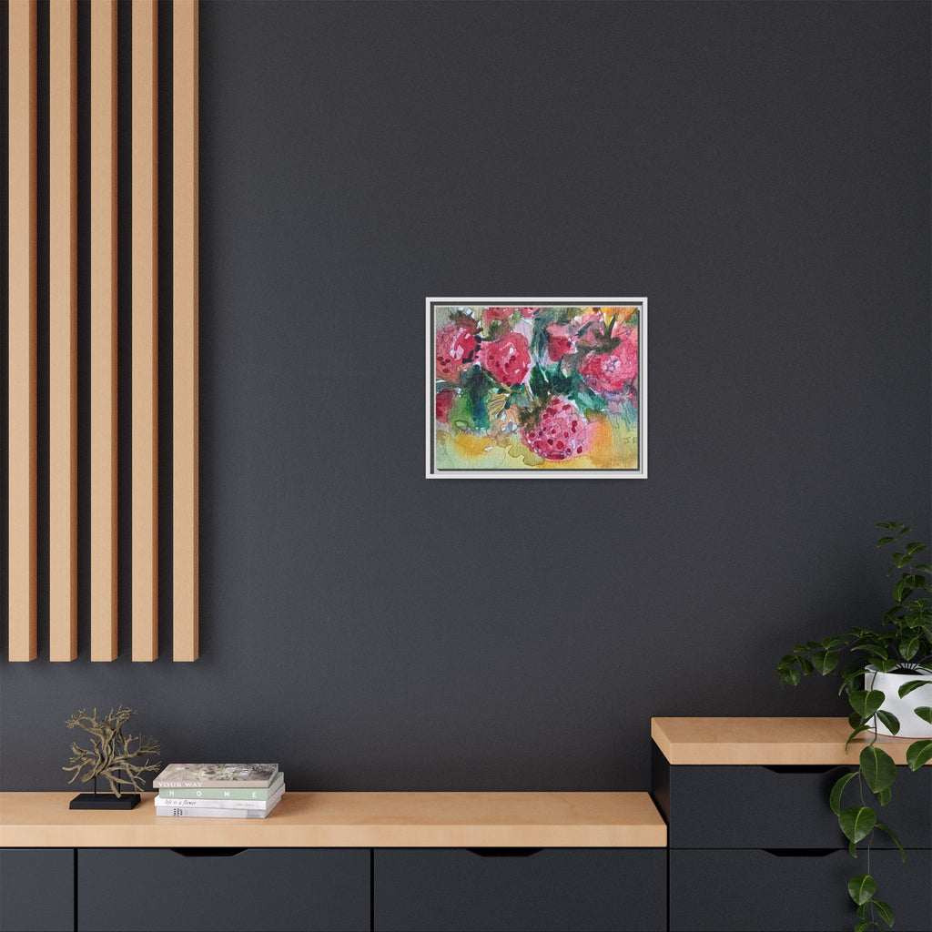 Raspberry Patch Still Life Framed Matte Canvas Print