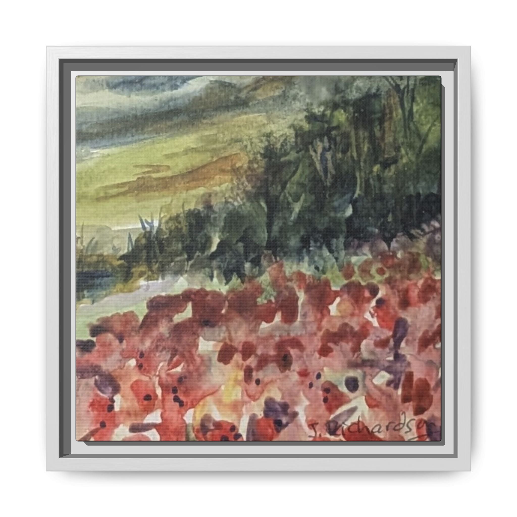 Framed Poppies landscape Matte Canvas,   Multi-color frames)