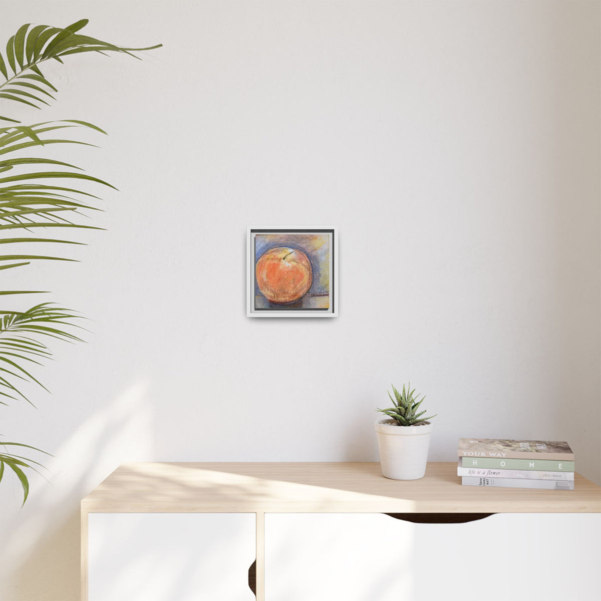 Peach Pastel Painting Framed Matte Canvas