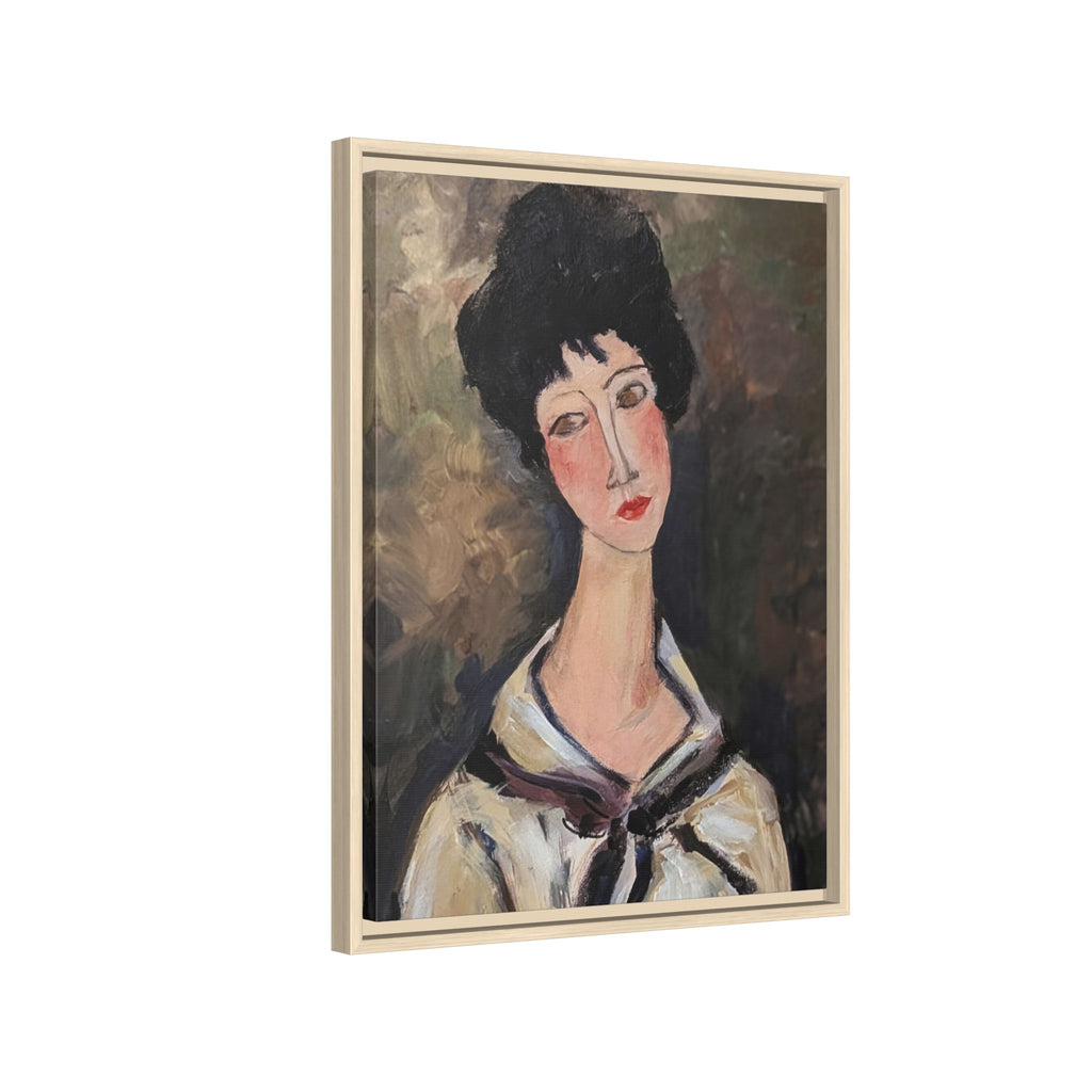 Framed Matte Canvas Print – Modigliani‑Style Portrait Art