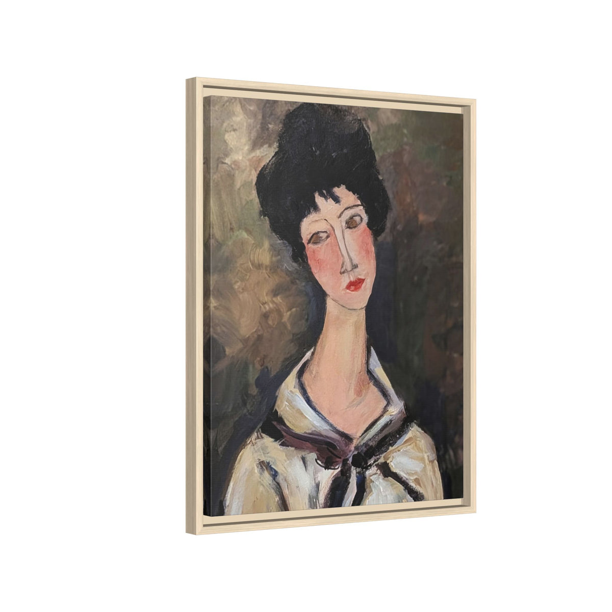 Framed Matte Canvas Print – Modigliani‑Style Portrait Art