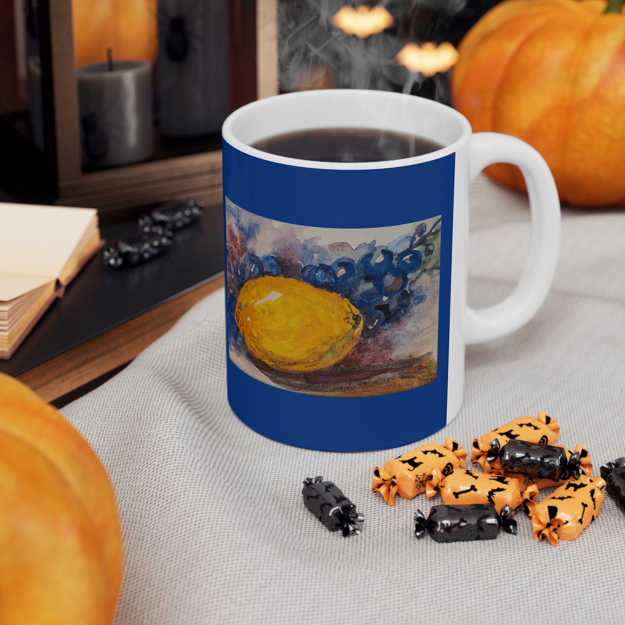 Lemon & Purple grapes Watercolor Mug | Ceramic Mug